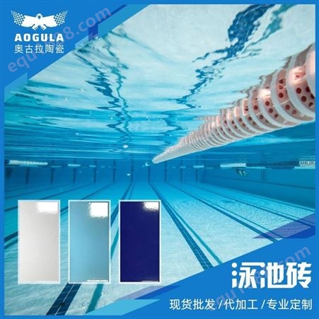 游泳池瓷砖批发 244*119mm蓝色马赛克标准泳池砖酒店工程地砖