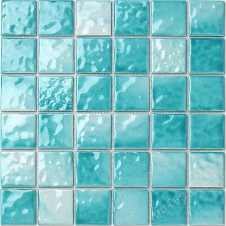 马赛克 水波纹凹凸面砖 浅绿色泳池瓷砖48*48mm