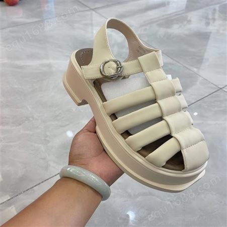 厂家批发拖鞋女外穿2023年夏季新款韩版方头厚底一字沙滩凉拖鞋