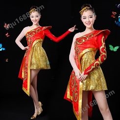 2023新款现代舞亮片打鼓服演出服中国风水鼓服快板舞蹈服装成人女