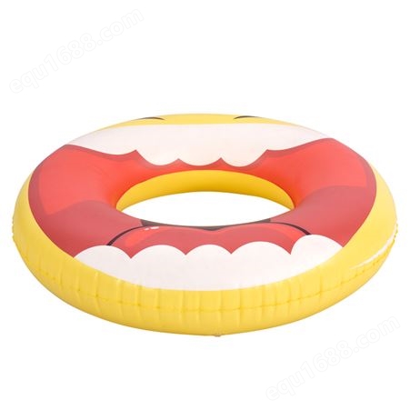 PVC充气游泳圈ins黄色笑脸充气泳圈批发加厚成人儿童浮圈救生圈