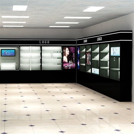 连锁品牌创意陈列展柜设计 大型专卖店展览柜装修 彩妆专柜制作