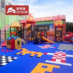 幼儿园室外活动场地装修用橡胶弹性体材料彩色悬浮拼接地板30*30