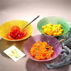 简约 垂目纹玻璃沙拉碗 不规则玻璃水果沙拉碗 徐州厂家玻璃碗