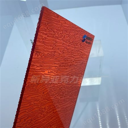 新异红色树皮纹亚克力板橘皮纹透明红花纹有机玻璃钻石纹创意家具