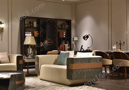 CX640-3别墅大户型三人位沙发全真皮天一美家客厅定制家具