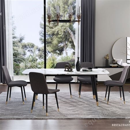 意式大理石台面餐桌椅组合小户型省空间家用长方形轻奢ins饭桌
