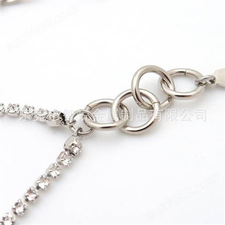 白铜电镀银色镶钻双链条厂混搭时尚流行项链 DIY组合设计来图订购