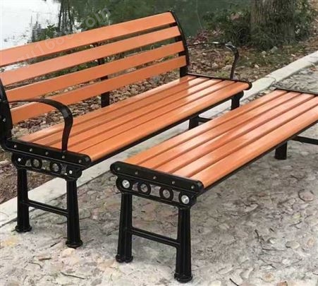 不锈钢公园椅户外长椅庭院双人长条凳子室外防腐木塑木休闲铁座椅
