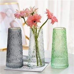 北欧风树纹T型描金彩色玻璃花瓶 客厅家居装饰摆件干花水养花瓶